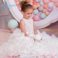 Lace Sashes Bow Cascading Ruffle Fall Wedding Flower Girl Dresses